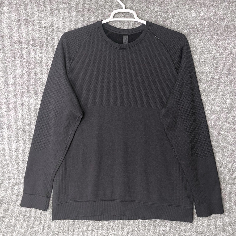 Lululemon Mens Engineered Warmth Crewneck Sweater Black XL Textured Thermal